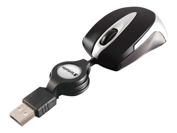 Verbatim Go Mini, Molempikätinen, Optinen, USB A-tyyppi, 1000 DPI, musta