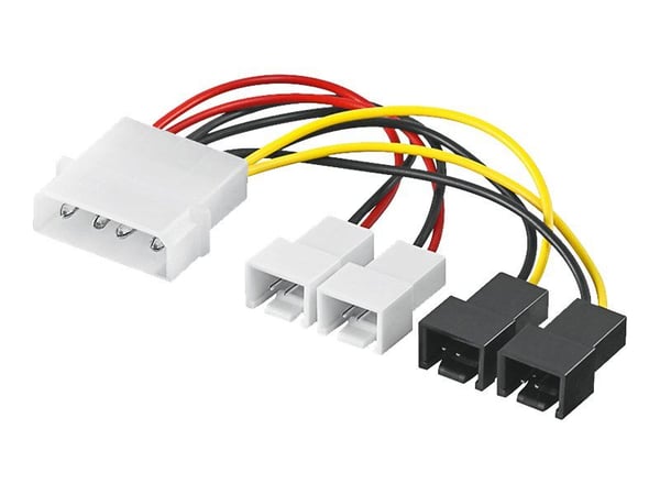 goobay - Viftestrømadapter - 3-pins intern 5 V-strømforsyning, 3-pins intern 12 V-strømforsyning (hann) til 4-pin intern strøm (hann) - 14 cm