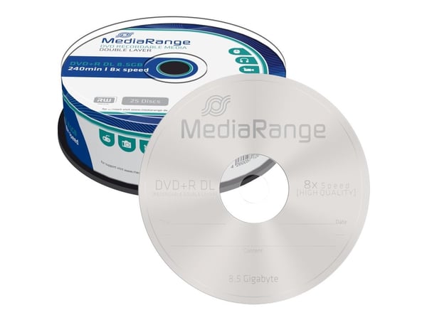 MediaRange - 25 x DVD+R DL - 8.5 GB (240 min) 8x - spindel