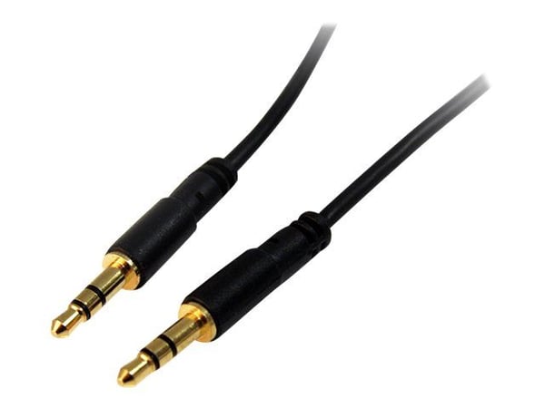 Startech 1 ft. (0.3 m) 3.5mm Audio Cable - 3.5mm Slim Audio Cable - Gold Plated Connectors - Male/Male - Aux Cable (MU1MMS) - Lydkabel - mini-phone...