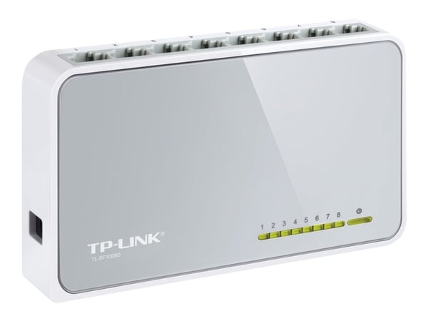 TP-Link TL-SF1008D 8-Port 10/100Mbps Desktop Switch - Switch - 8 x 10/100 - stasjonær