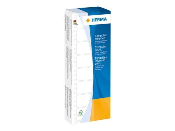 HERMA Computer labels - Papir - matt - permanent selv-adhesiv - perforert - hvit - 88.9 x 23 mm 2000 etikett(er) sammenhengde siksakfoldede etiketter