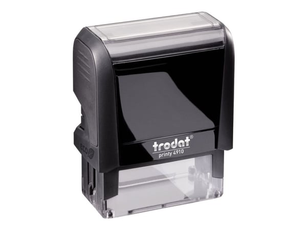 Trodat Printy 4910 - Stämpel - självinfärgning - svart - anpsssad text - 26 x 9 mm - ekosvart