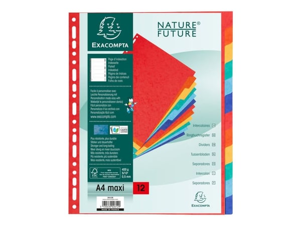Flikar Exacompta A4+, kartong, 12-delad