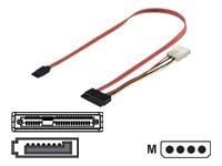 M-CAB - SATA-kabel - Serial ATA 150/300 - 4-pin intern strøm, SATA til SATA-kombo (hunn) - 50 cm