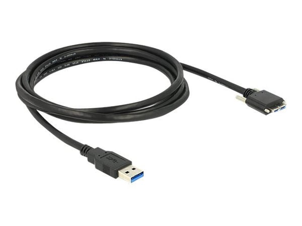 Delock - USB-kabel - Micro-USB Type B (hann) til USB-type A (hann) - USB 3.0 - 2 m - tommelskruer - svart