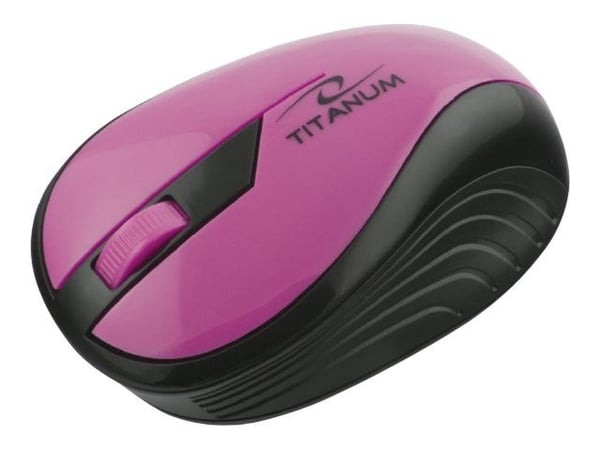 Esperanza Titanum Wireless, Oikeakätinen, Optinen, Langaton RF, 1000 DPI, Musta, Vaaleanpunainen