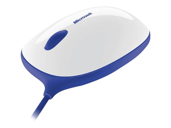 Barnmus - Microsoft Express Mouse - höger- och vänsterhänt - optisk - 3 knappar - kablage - USB - vit, blå