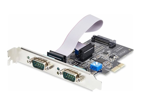 Startech 2-Port Serial PCIe Card, Dual-Port PCI Express to RS232/RS422/RS485 (DB9) Serial Card, Low-Profile Brackets Incl., 16C1050 UART, TAA-Compl...