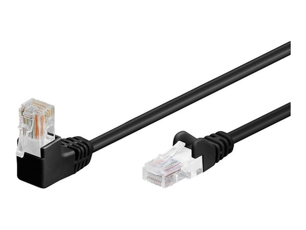 goobay - Nettverkskabel - RJ-45 (hann) til RJ-45 (hann) - 5 m - UTP - CAT 5e - formstøpt, uten hindringer, 90° kontakt - svart