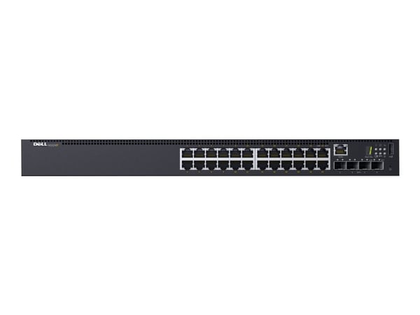 Dell Networking N1524P - Switch - L2+ - Styrt - 24 x 10/100/1000 + 4 x 10 Gigabit SFP+ - front til bakside-luftflyt - rackmonterbar - PoE+ (30.8 W)