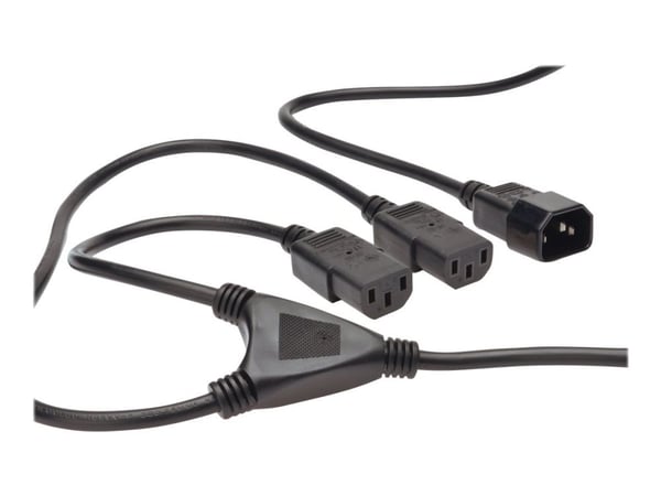 ASSMANN - Strøm-splitter - IEC 60320 C14 til IEC 60320 C13 - AC 250 V - 1.7 m - formet - sortti