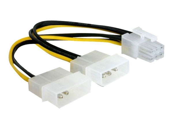 Delock - Strømkabel - 6 pin PCIe-strøm (hun) til 4-PIN intern strøm (han) - 15 cm