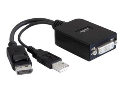 Delock - DisplayPort-adapter - dobbeltlenke - DVI-I (hunn) til DVI-I, USB (kun strøm) (hann) - 23 cm - aktiv