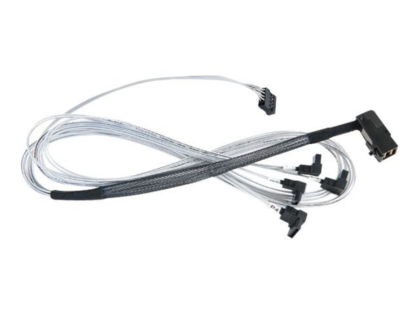 Microchip Adaptec - SAS intern kabel - med sidebånd - SAS 6Gbit/s - 4-spors - SATA (hunn) til 4 x Mini SAS HD (SFF-8643) (hann) - 80 cm - rettvinkl...