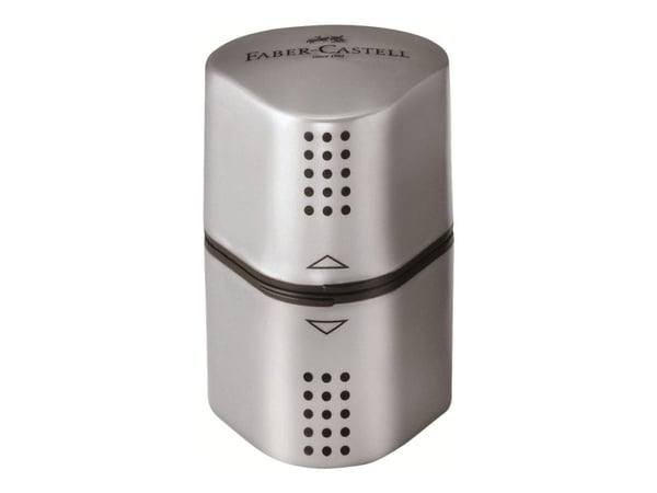 Faber-Castell GRIP 2001 - Blyantspisser med beholder - 3 hull - sølv