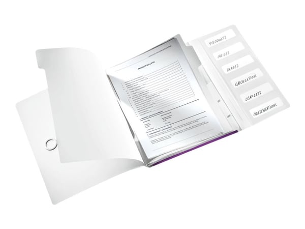 Leitz esijärjestin 6-jako PP WOW, A4, Polypropeeni (PP), Metallinen, Purppura, 200 arkkia, 260 mm, 17 mm