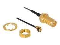 DeLock HF RP-SMA antennetilkobling for installasjon - antennetilkobling - I-PEX (M) - RP-SMA (W) - 50 cm - svart (88408)