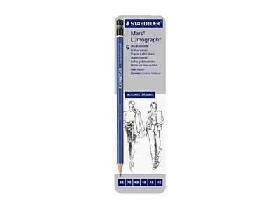 STAEDTLER Mars Lumograph - Blyant - grafitt - 2H, 4B, 6B, 7B, 8B, HB - 2 mm (en pakke 6)