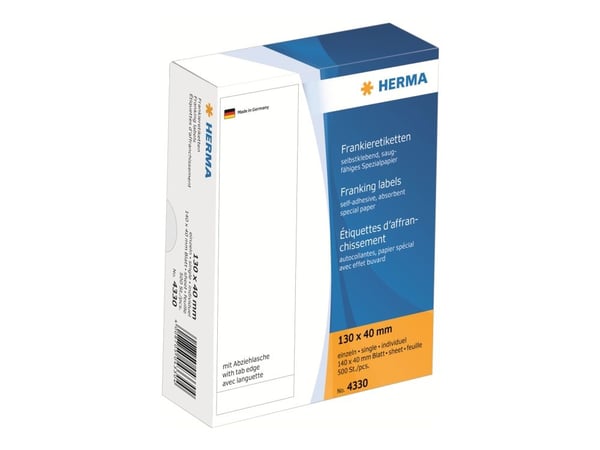 HERMA 4330, Valkoinen, Suorakulmio, Paperi, 14 cm, 4 cm, 130 mm HERMA 4330, Valkoinen, Suorakulmio, Paperi, 14 cm, 4 cm, 130 mm