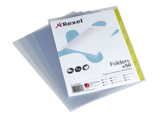 Rexel - L-formet mappe - for A4 (210 x 297 mm) - krystallklar (en pakke 50)