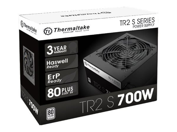 Thermaltake TR2 S 700W - Nätaggregat (intern) - ATX12V 2.3/ EPS12V - 80 PLUS - AC 230 V - 700 Watt - aktive PFC - Europa - svart