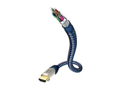 in-akustik Premium High Speed HDMI Cable With Ethernet - HDMI-kabel med Ethernet - HDMI hane till HDMI hane - 3 m - trippelskärmad - blå, silver