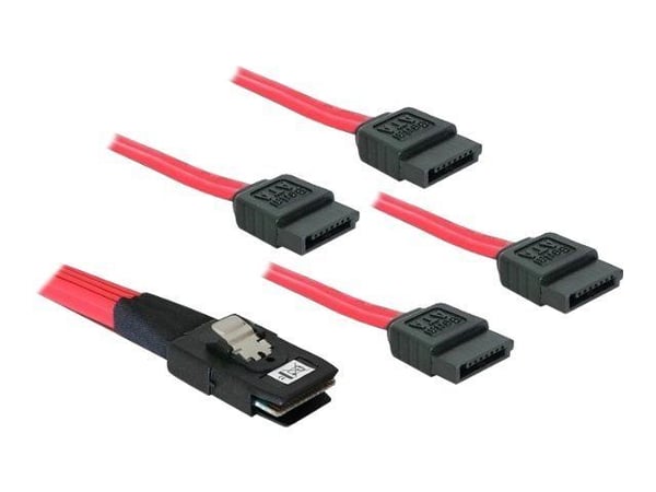 Delock - SATA/SAS-kabel - 36-pins 4i Mini MultiLane (hann) til SATA (hann) - 1 m