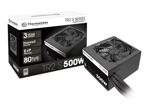 Thermaltake TR2 S 500W - Strømforsyning (intern) - ATX12V 2.3/ EPS12V - 80 PLUS - AC 230 V - 500 watt - aktiv PFC - Europa - svart