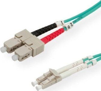 Value Fibre Optic Jumper Cable, 50/125µm, LC/SC, OM3, turquoise 0.5 m, LC, SC