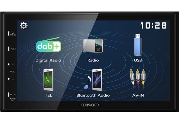 Kenwood Electronics DMX129DAB, lajittelu, 2 DIN, 64 W, 45 W, 99 dB, 24t