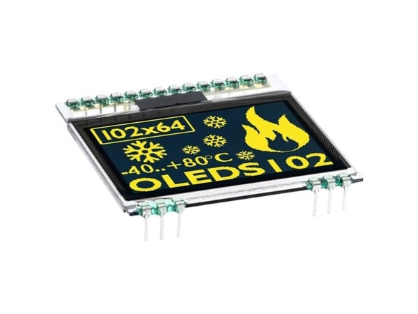 Näyttöelektroniikka Graafinen näyttö Vihreä-keltainen (L x K x S) 39,00 x 38,00 x 3,3 mm