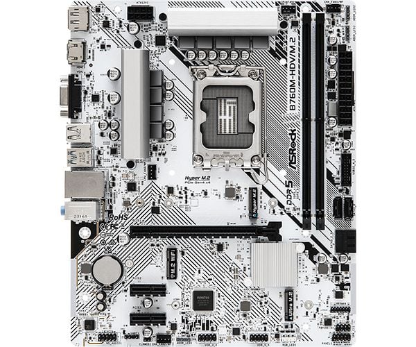 ASRock B760M-HDV/M.2 D4 - Hovedkort - micro ATX - LGA1700-sokkel - B760 Chipset - USB-C 3.2 Gen 1, USB 3.2 Gen 1 - Gigabit LAN - innbygd grafikk (C...
