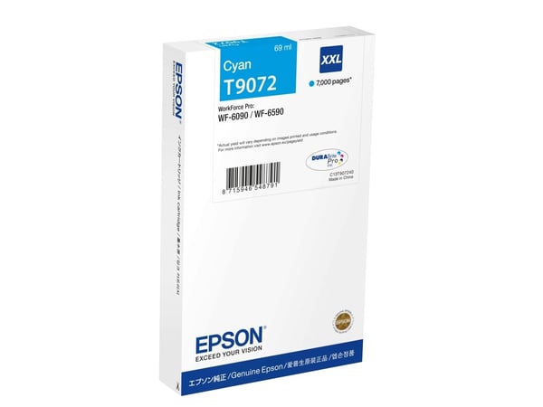 Epson T9072 - 69 ml - XXL-størrelse - cyan - original - boks - blekkpatron - for WorkForce Pro WF-6090, WF-6590