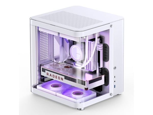 Jonsbo TK-1 2.0, Mini Tower, PC, Vit, ITX, micro ATX, Stål, Härdat glas, Spel