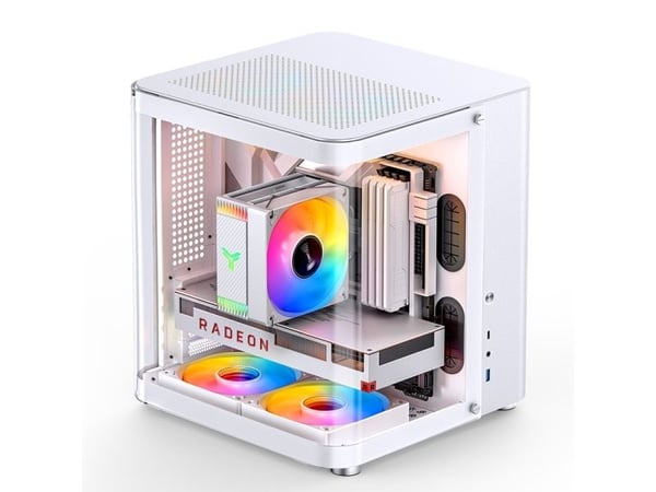 Jonsbo TK-1 2.0, Mini Tower, PC, Vit, ITX, micro ATX, Stål, Härdat glas, Spel