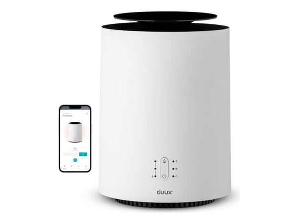 Duux Threesixty 2, Sähkökäyttöinen lämpötuuletin, Keraaminen, Android, iOS, Sisätila, Vastaanotto, Taulukko, Valkoinen