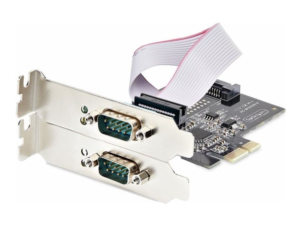 Startech 2-Port Serial PCIe Card, Dual-Port PCI Express to RS232/RS422/RS485 (DB9) Serial Card, Low-Profile Brackets Incl., 16C1050 UART, TAA-Compl...