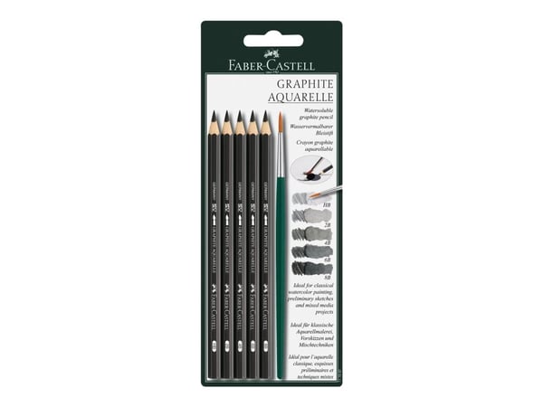 FABER-CASTELL GRAPHITE AQUARELLE - Lyijykynä - grafiitti - 2B, 4B, 6B, 8B, HB - 3,3 mm (5 kpl)
