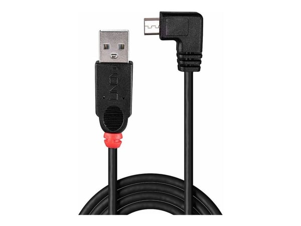 Lindy - USB-kaapeli - USB (uros) - Micro-USB Type B (uros) - USB 2.0 - 1 m - muotoiltu, 90° liitin