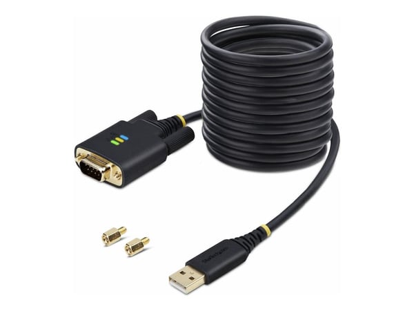StarTech 10ft (3m) USB to Serial Adapter Cable, Interchangeable DB9 Screws/Nuts, COM Retention, USB-A to DB9 RS232, FTDI IC, Level-4 ESD Protection...