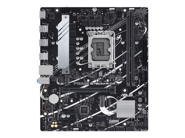 ASUS PRO B760M-R D4 - Hovedkort - micro ATX - LGA1700-sokkel - B760 Chipset - USB 3.2 Gen 1 - 2.5 Gigabit LAN - innbygd grafikk (CPU kreves) - HD-l...