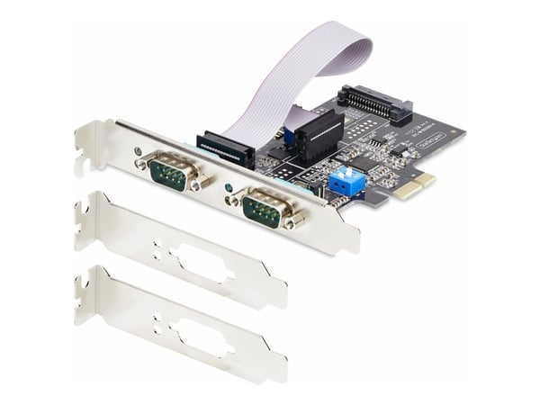 Startech 2-Port Serial PCIe Card, Dual-Port PCI Express to RS232/RS422/RS485 (DB9) Serial Card, Low-Profile Brackets Incl., 16C1050 UART, TAA-Compl...