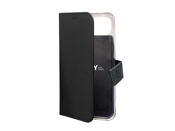 Celly Wally - Lommebok for mobiltelefon - fauxlær - svart - for Apple iPhone 15