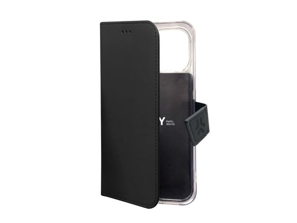Celly Wally - Lommebok for mobiltelefon - fauxlær - svart - for Apple iPhone 15 Pro Max