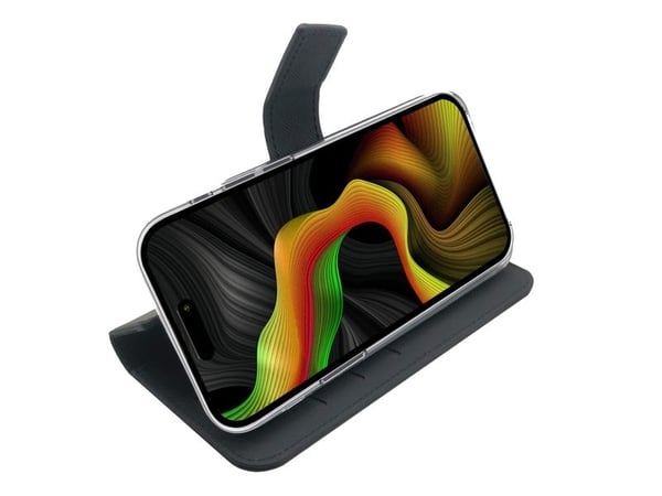 Celly Wally - Lommebok for mobiltelefon - fauxlær - svart - for Apple iPhone 15 Pro Max