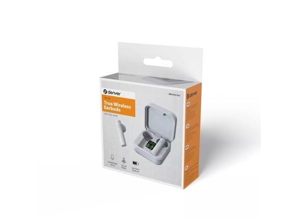 Denver TWS-62, Trådløs, Samtaler/musikk, 20 - 20000 Hz, 80 g, Hodesett, Hvit