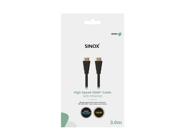 Sinox HDMI™-kabel 4K30Hz+E. 3 m svart