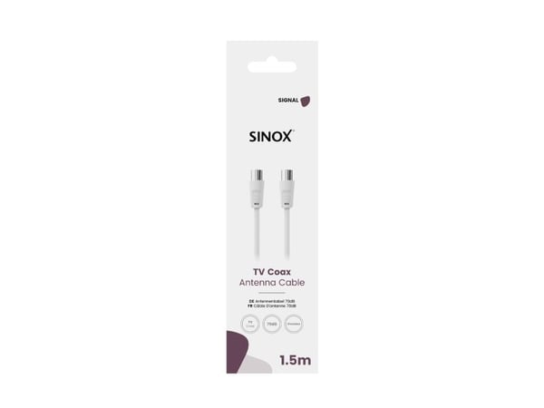 Sinox antennkabel 70 dB 1,5 m vit