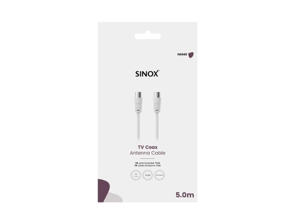 Sinox-antennikaapeli. 5m. valkoinen